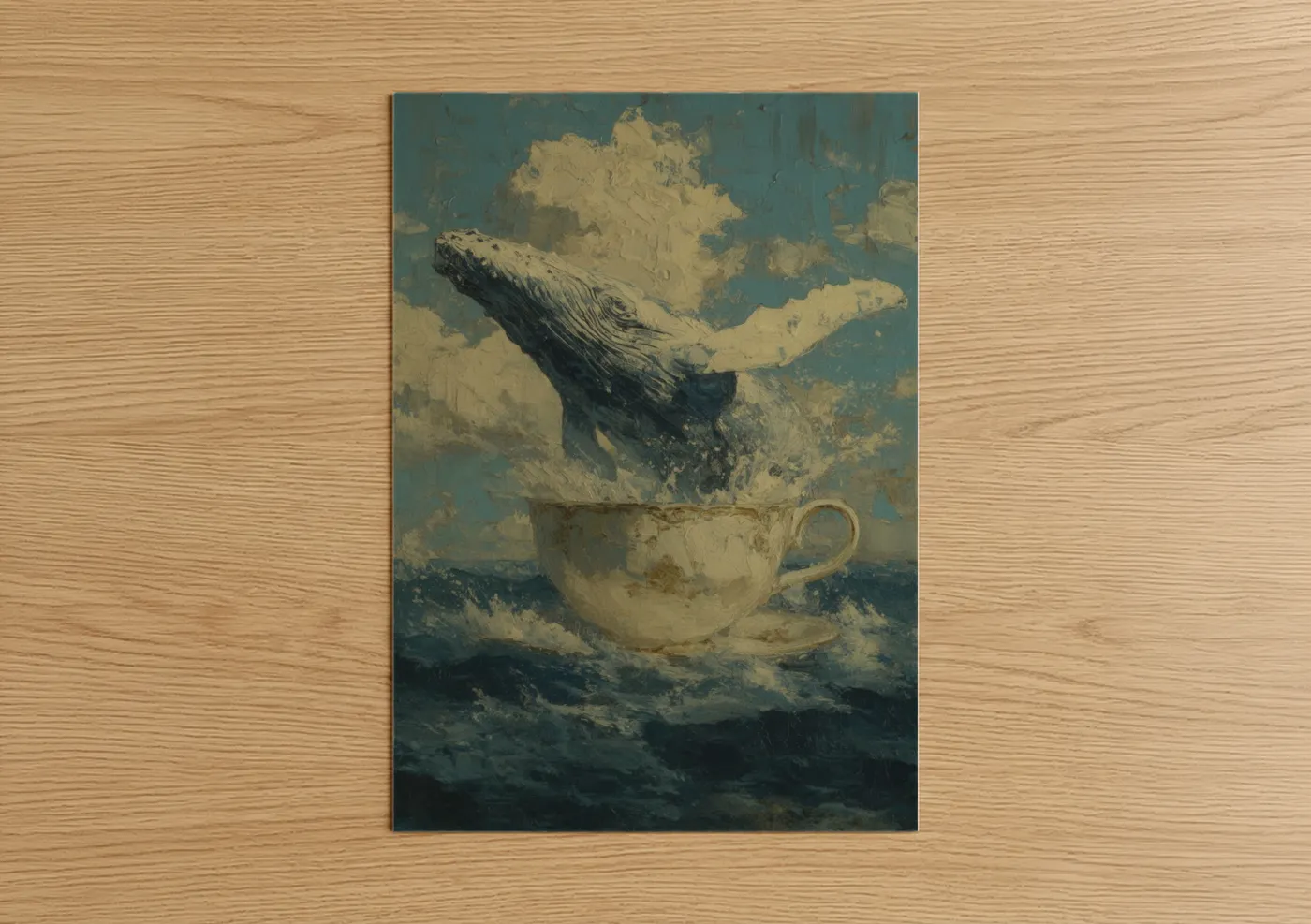 Humpback Whale Teacup Surreal Wall Art