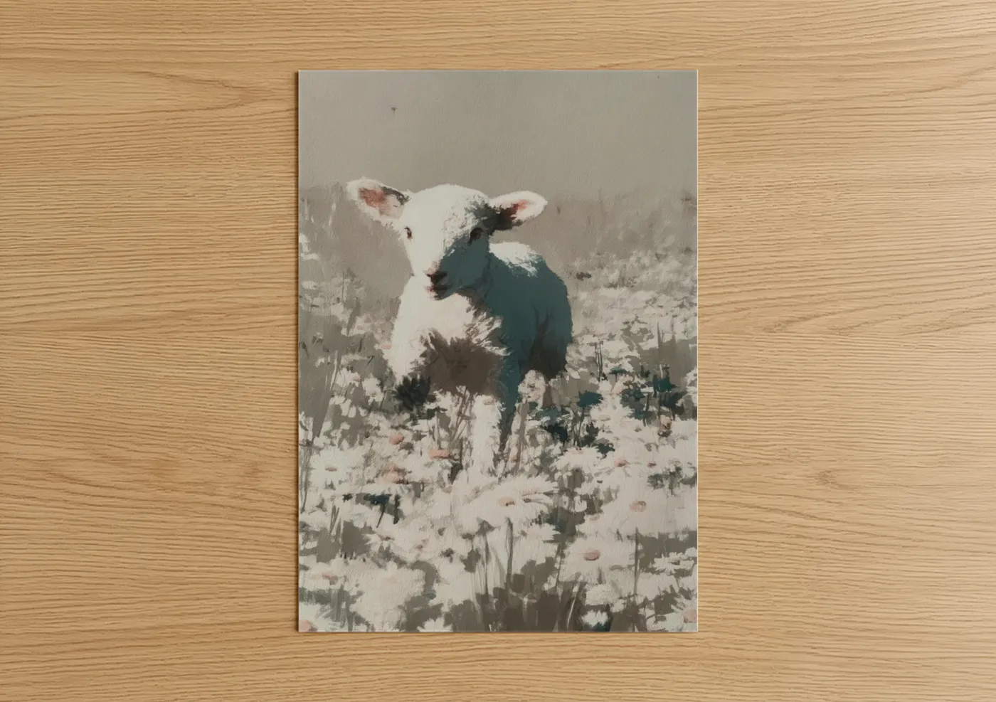 Snowy Sheep Winter Portrait Wall Art