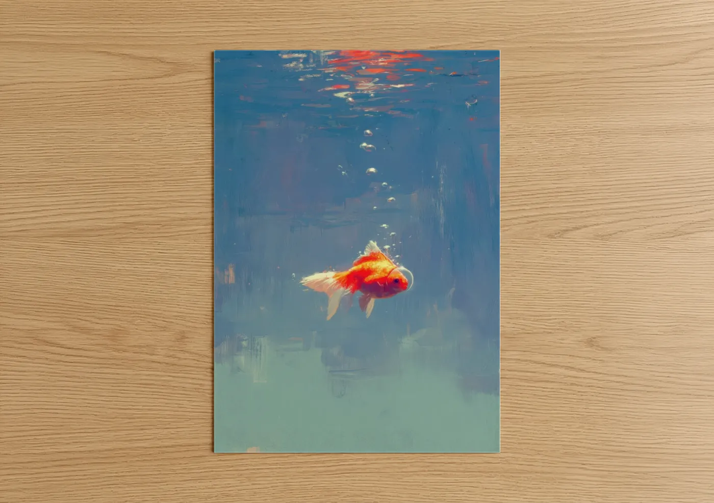 Golden Goldfish Underwater Oil Painting Wall Art