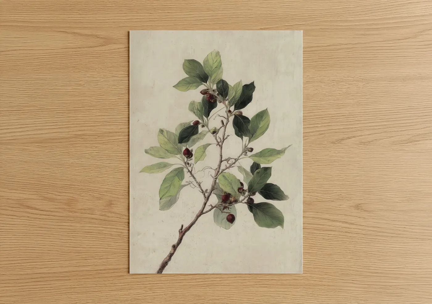 Burgundy Banyan Branch Botanical Wall Art