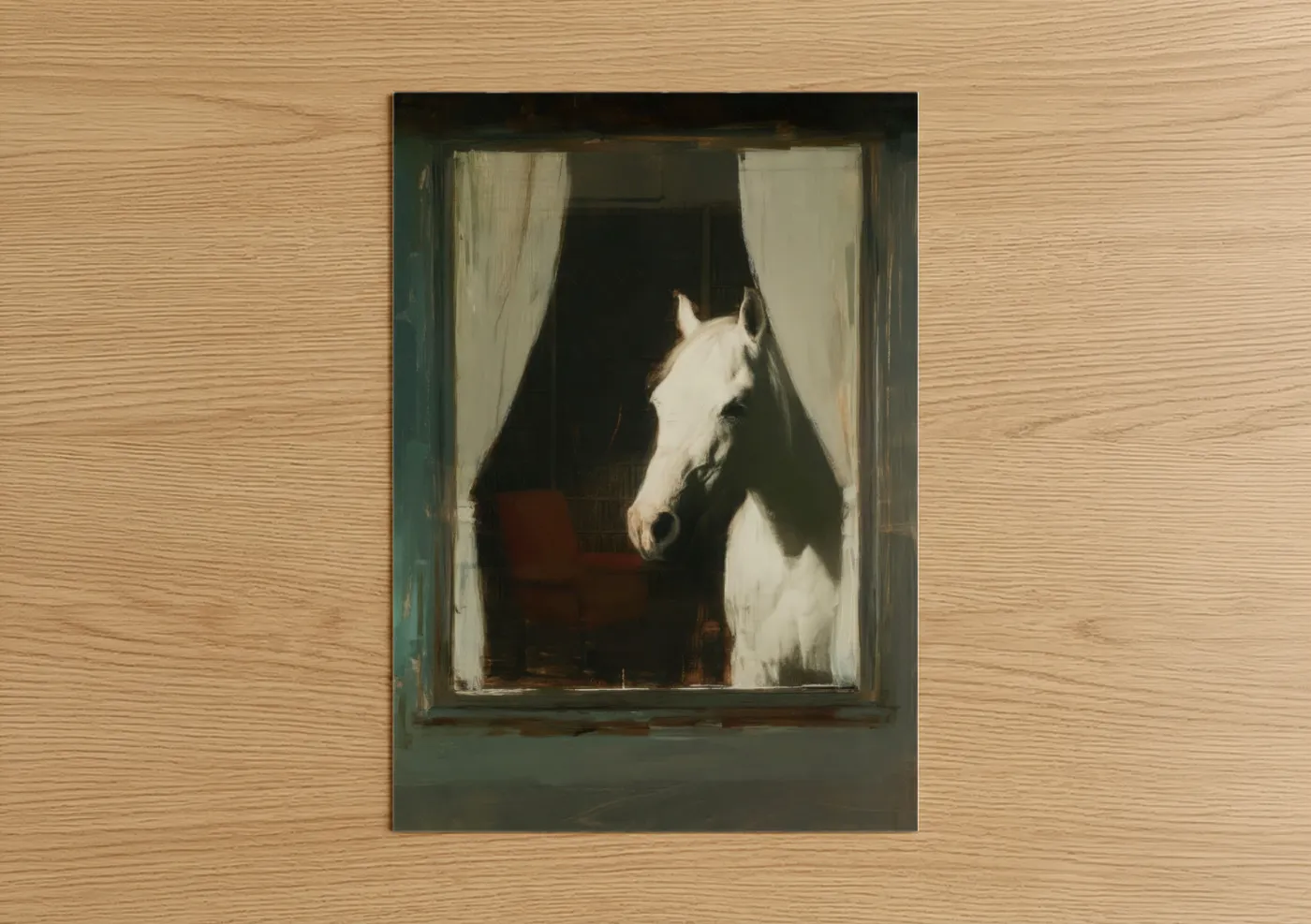 White Arabian Horse Stable Window Wall Art
