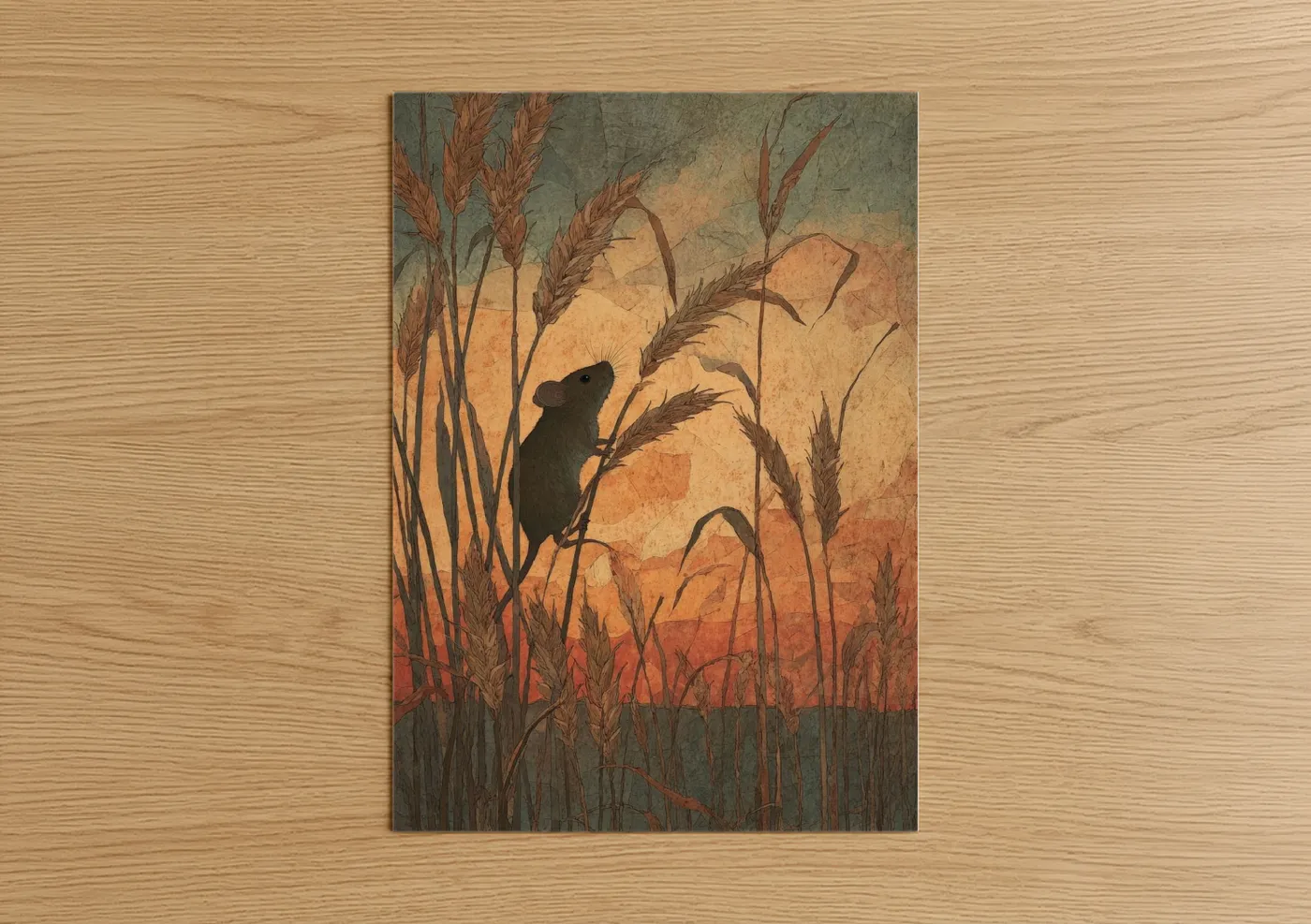 Harvest Mouse Among Golden Grain Field Wall Art
