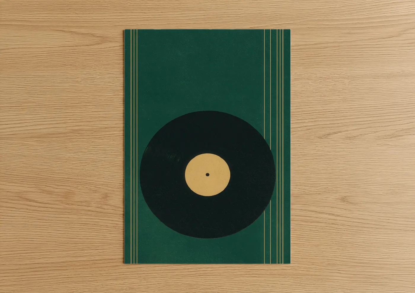 Golden Vinyl Record Minimalist Wall Art