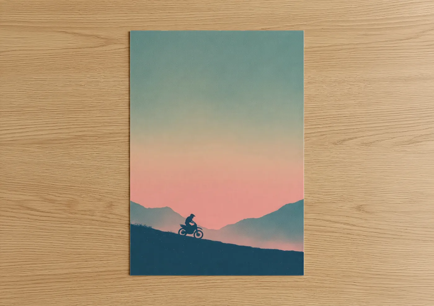 Mountain Motocross Silhouette Sunset Wall Art