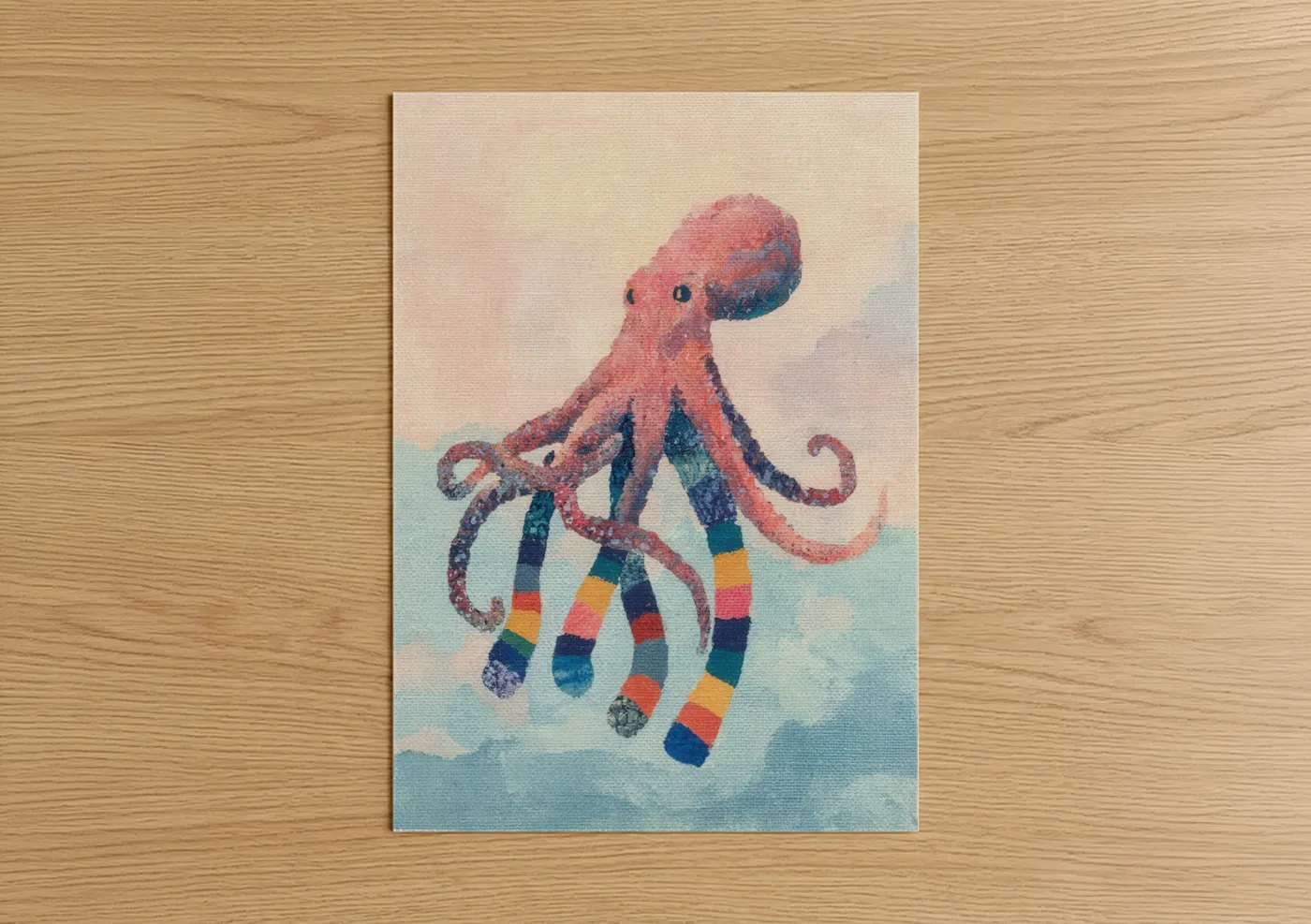 Rainbow Octopus Watercolor Sea Wall Art