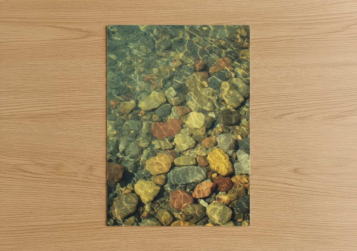 Sunlit River Stones Water Photography Wall Art