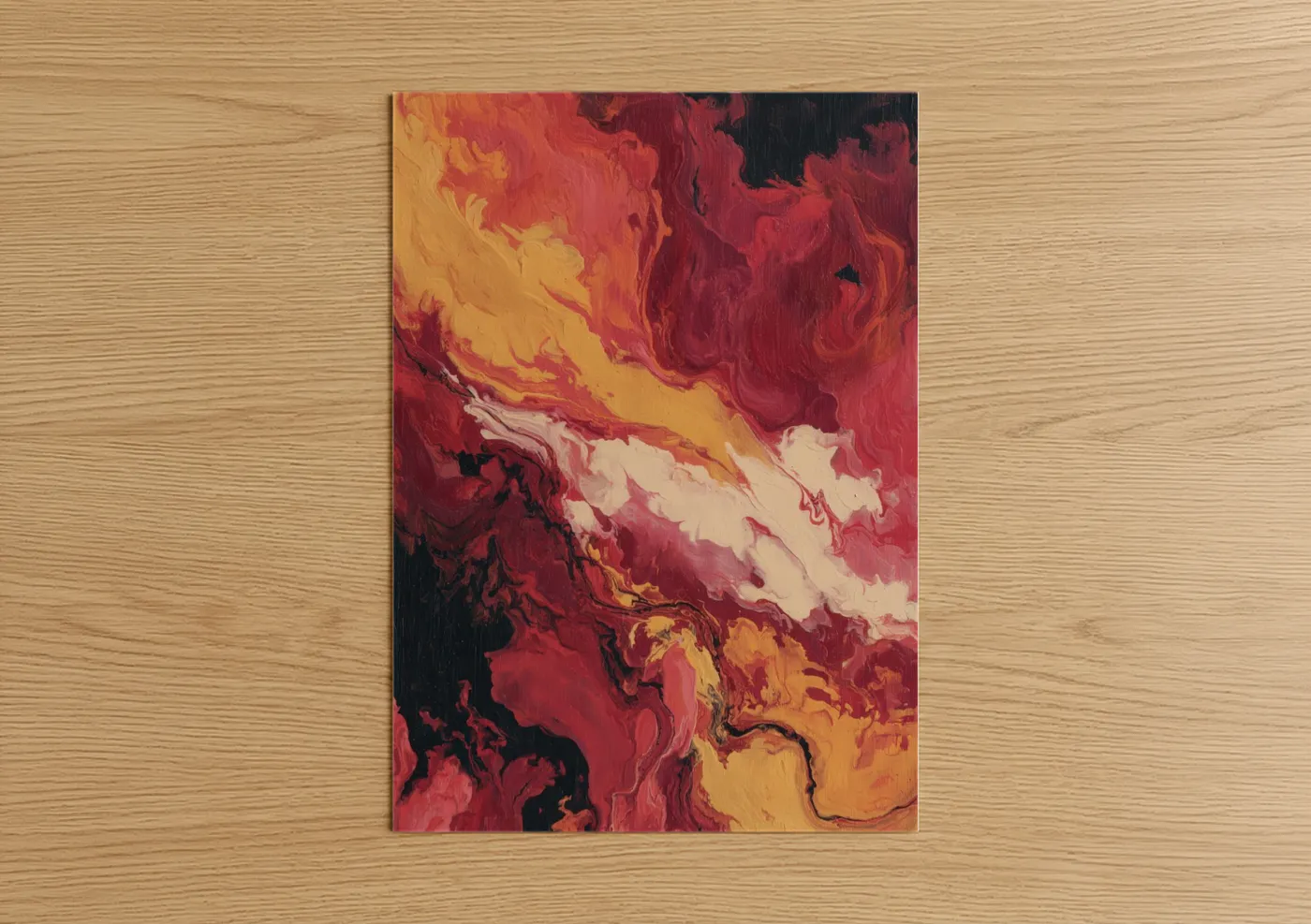 Crimson Volcano Abstract Wall Art