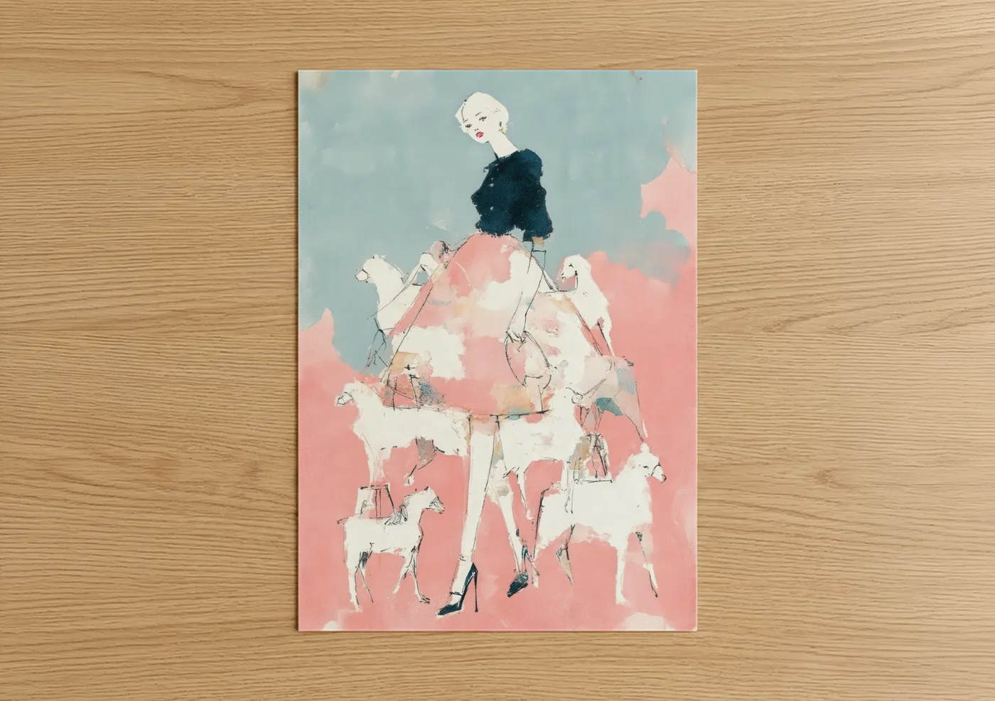 Chic Llama Fashion Illustration Wall Art