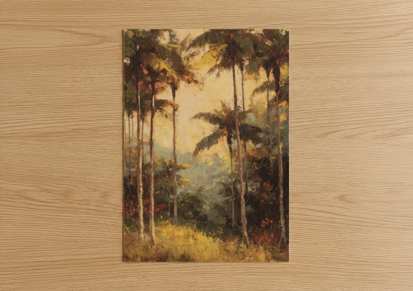 Golden Palm Forest Landscape Painting Wall Art
