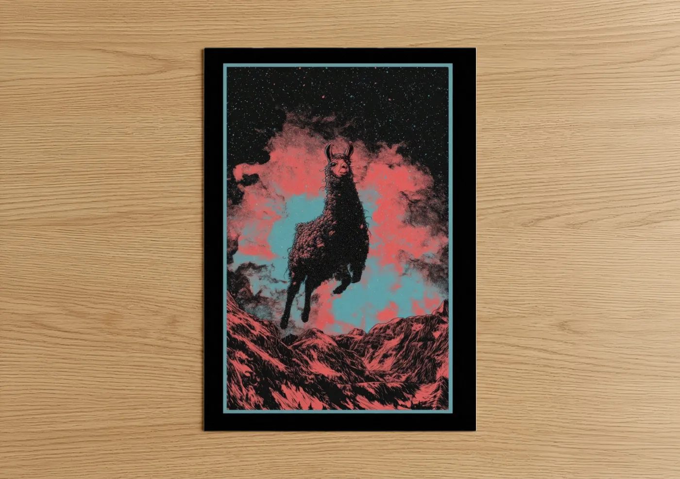 Cosmic Llama Surreal Sky Wall Art