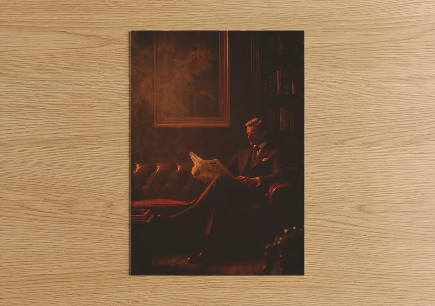 Vintage Gentleman Reading Newspaper Fashion Wall Art