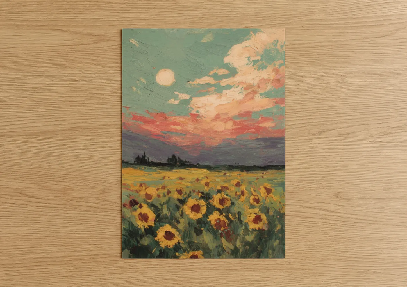 Sunflower Field Golden Sunrise Landscape Wall Art