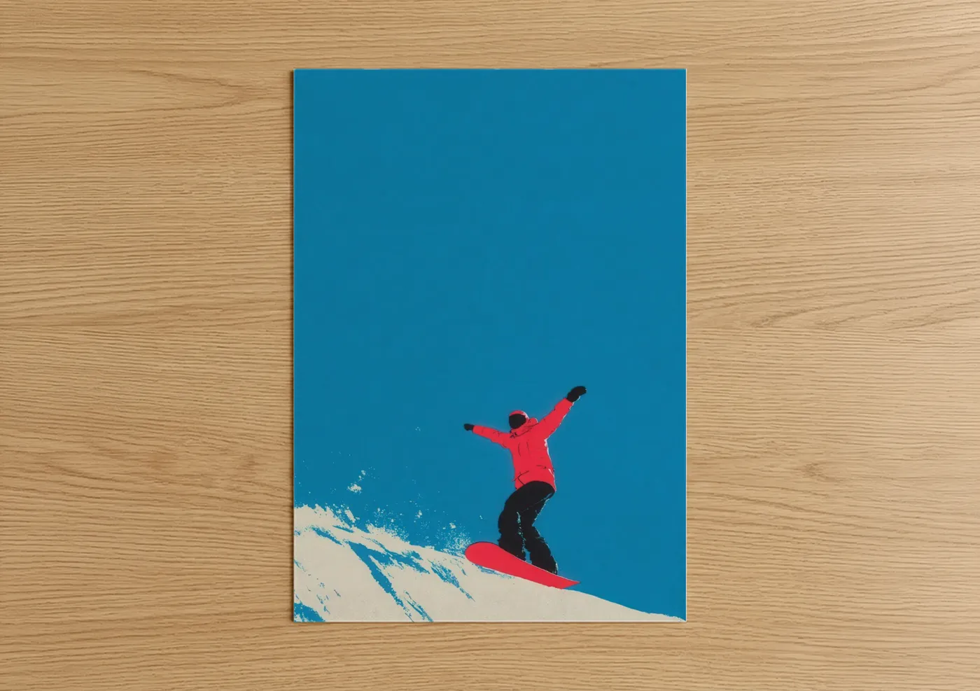 Red Snowboarder Victory Pose Winter Wall Art