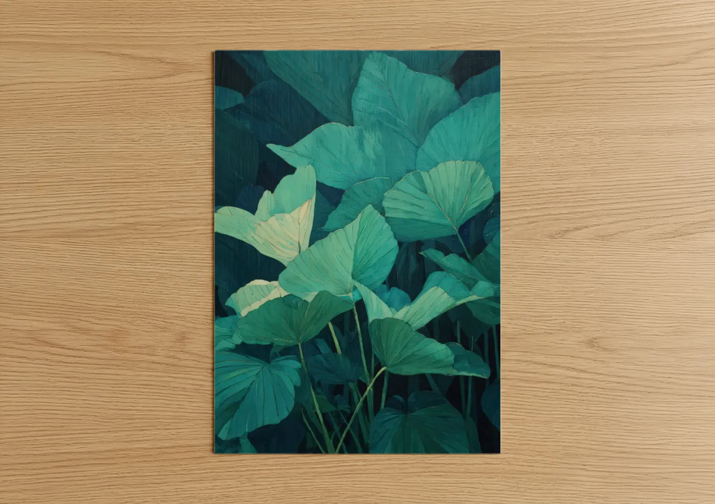 Emerald Tropical Leaves Nature Illustration Wall Art
