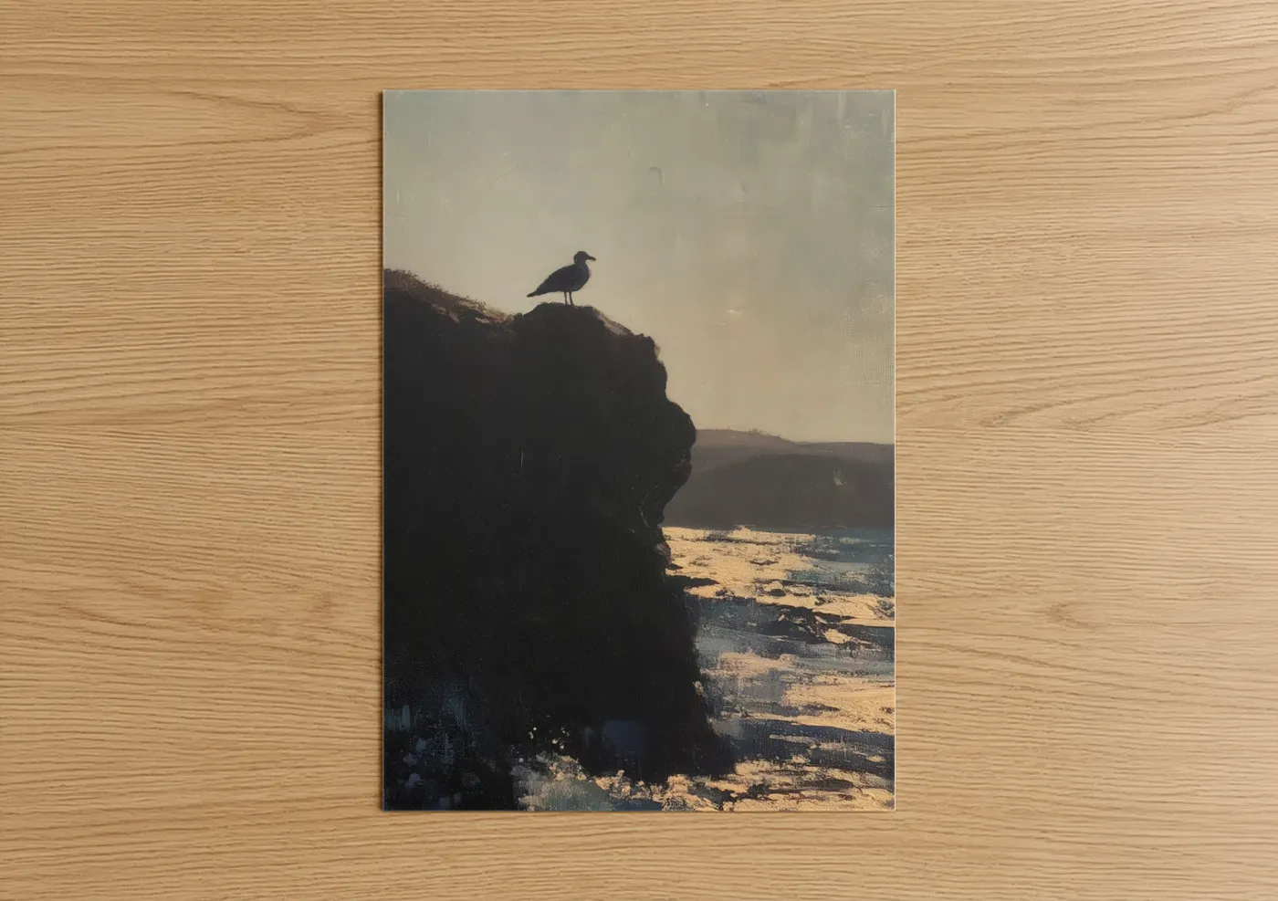 Seagull Silhouette Cliff Coastal Wall Art