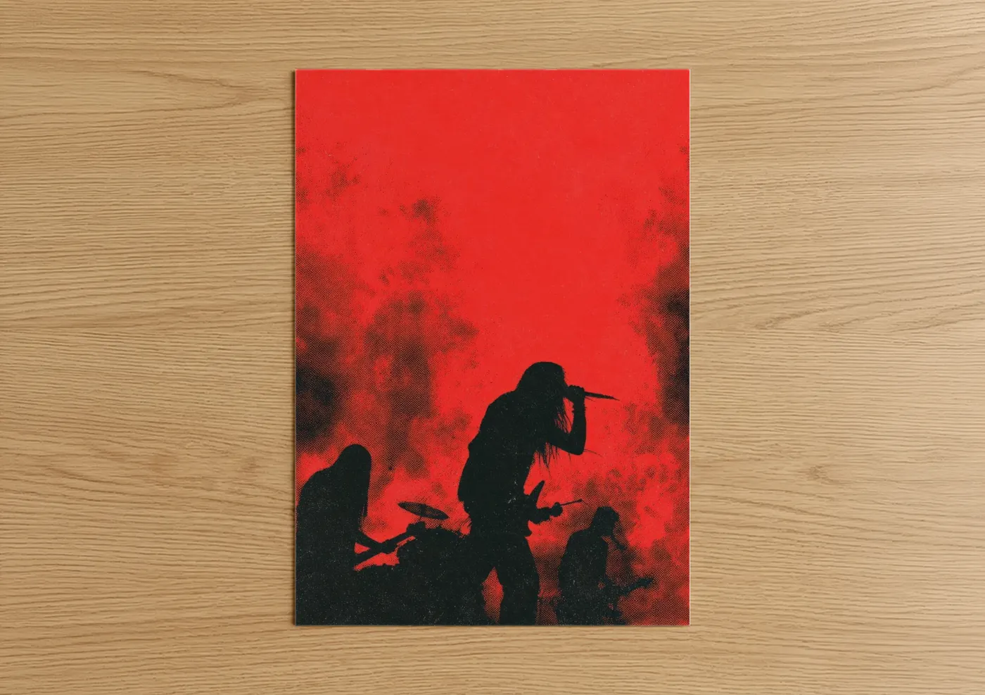 Death Metal Band Stage Red Silhouette Wall Art