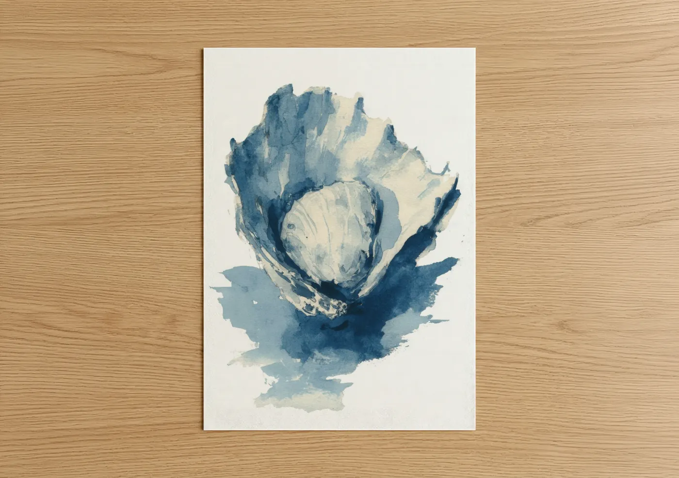 Azure Oyster Watercolor Art Print Wall Art