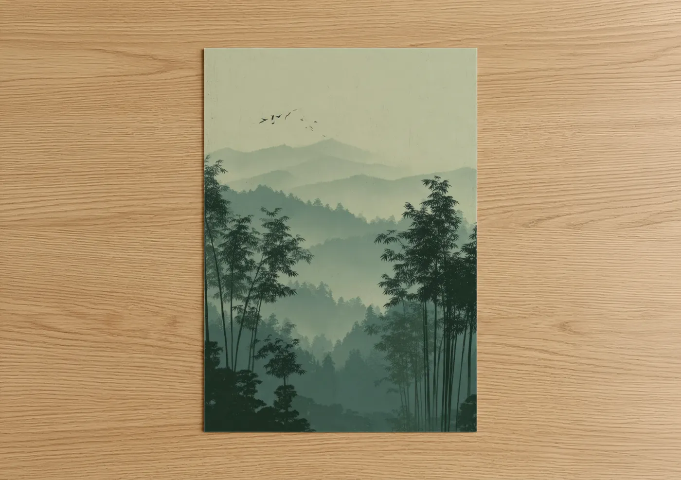 Misty Bamboo Valley Mountain Landscape Wall Art
