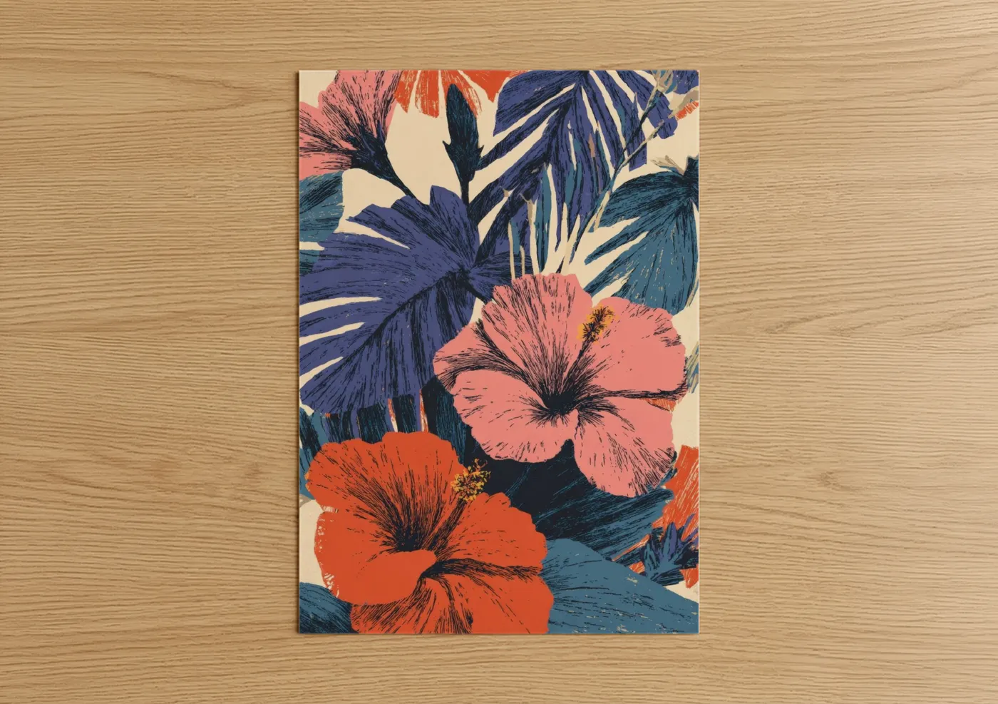Tropical Hibiscus Blooms Summer Floral Wall Art