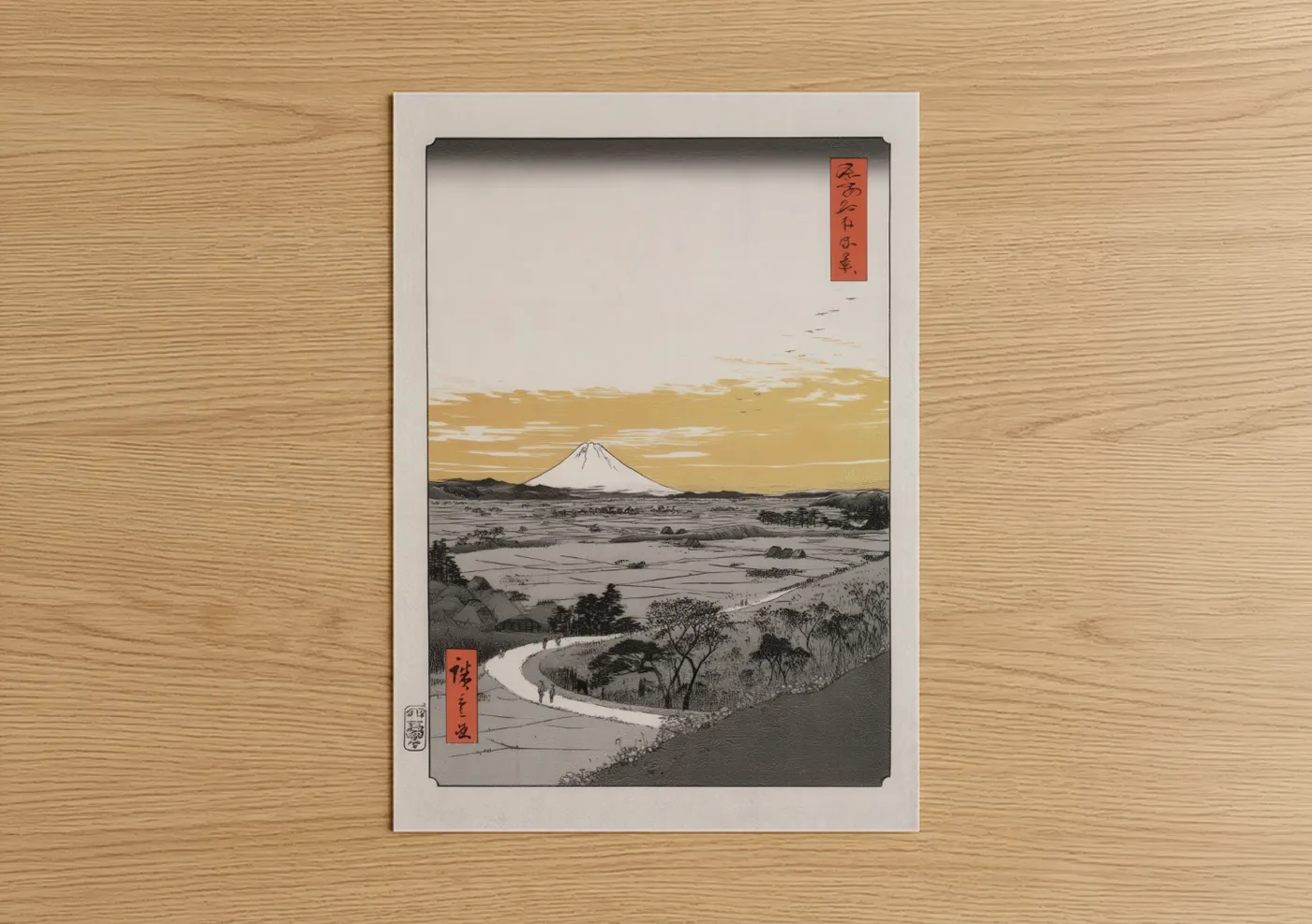 Mount Fuji Landscape Japanese Woodblock Wall Art