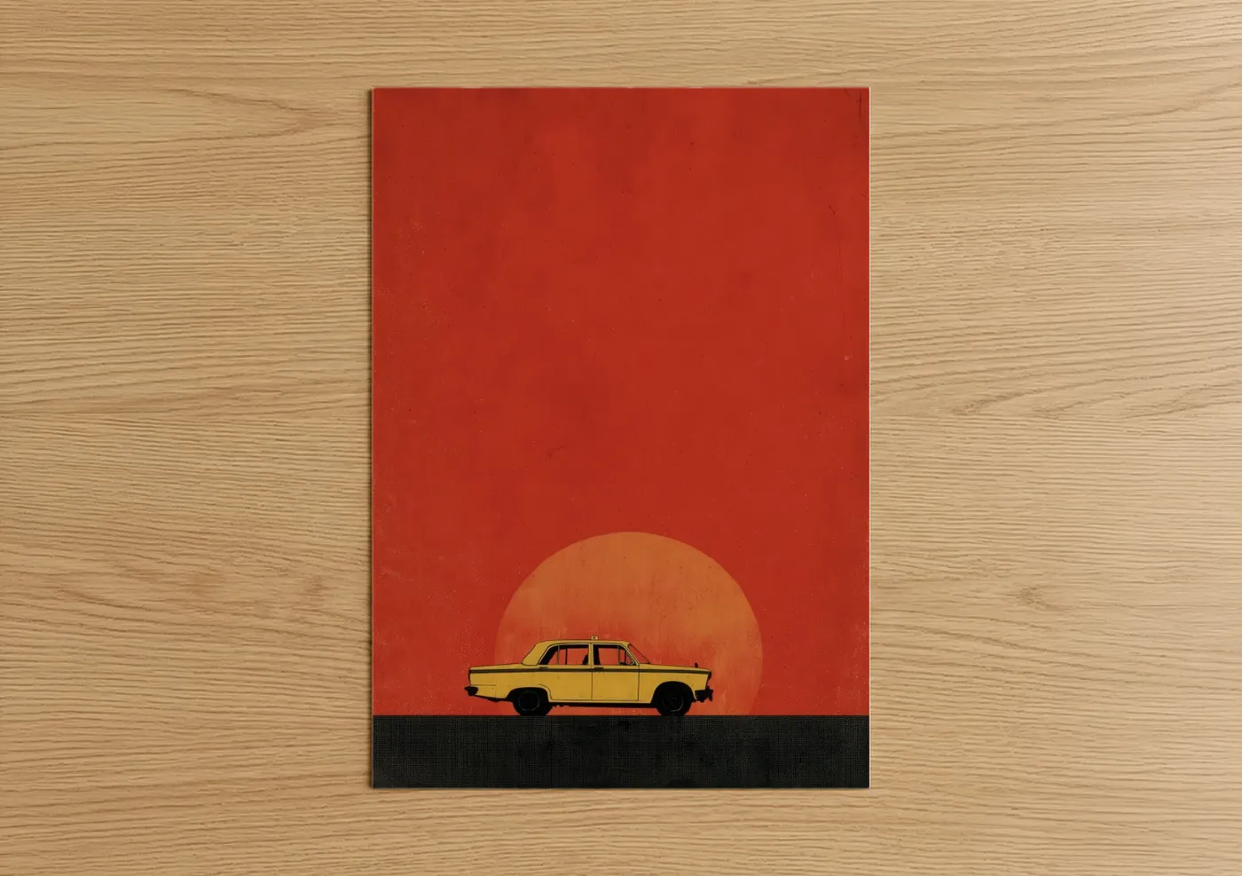 Yellow Taxi Cab Sunrise Wall Art