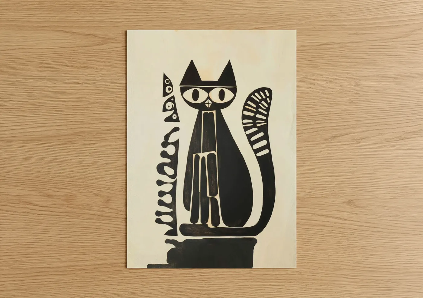 Mod Cat Glasses Black White Wall Art