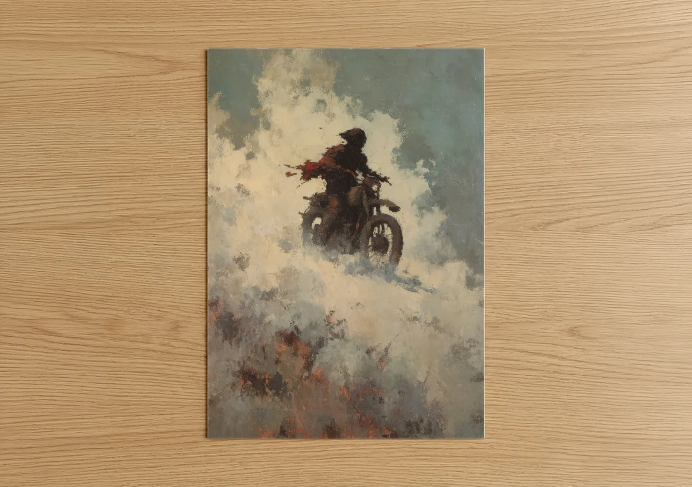 Vintage Motorcycle Snow Adventure Wall Art
