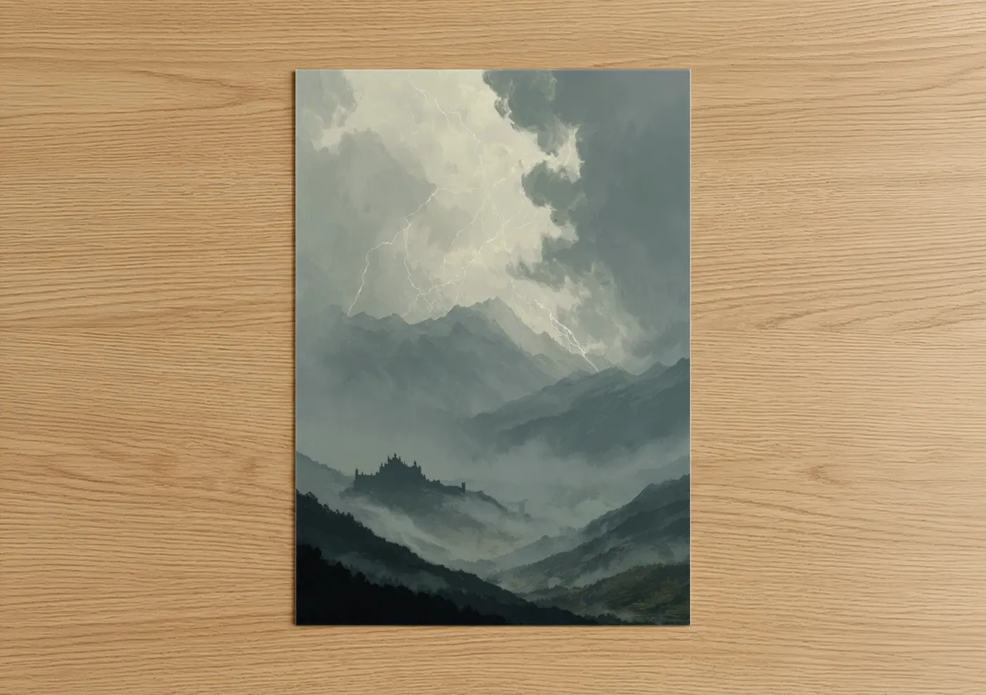 Mountain Storm Lightning Landscape Wall Art