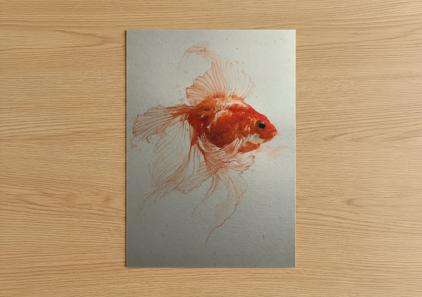 Crimson Betta Fish Watercolor Wall Art