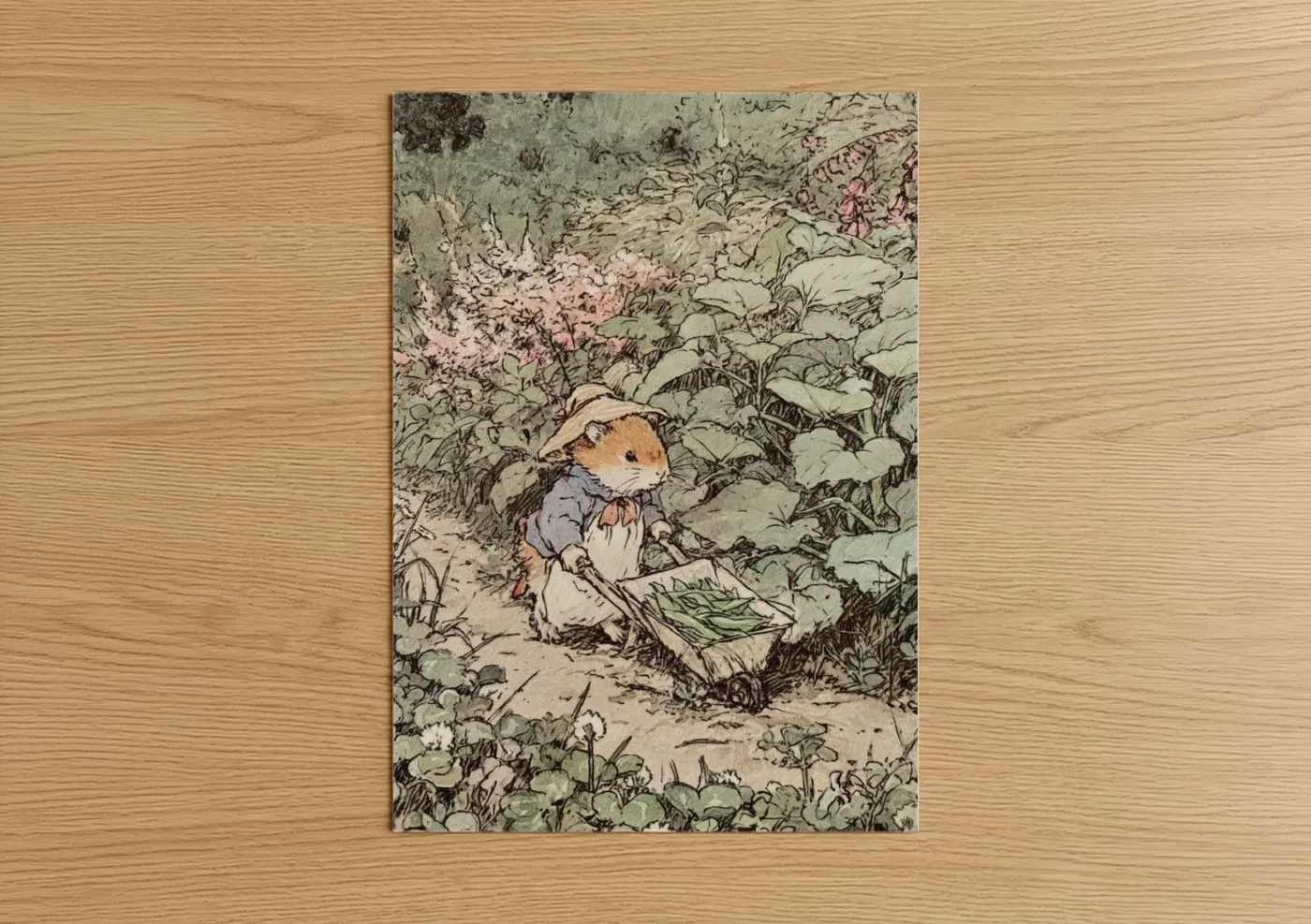 Cute Garden Hamster Vintage Illustration Wall Art