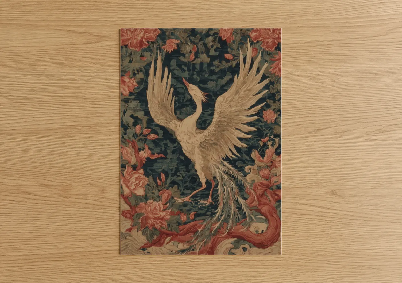 Crimson Phoenix Legendary Bird Wall Art