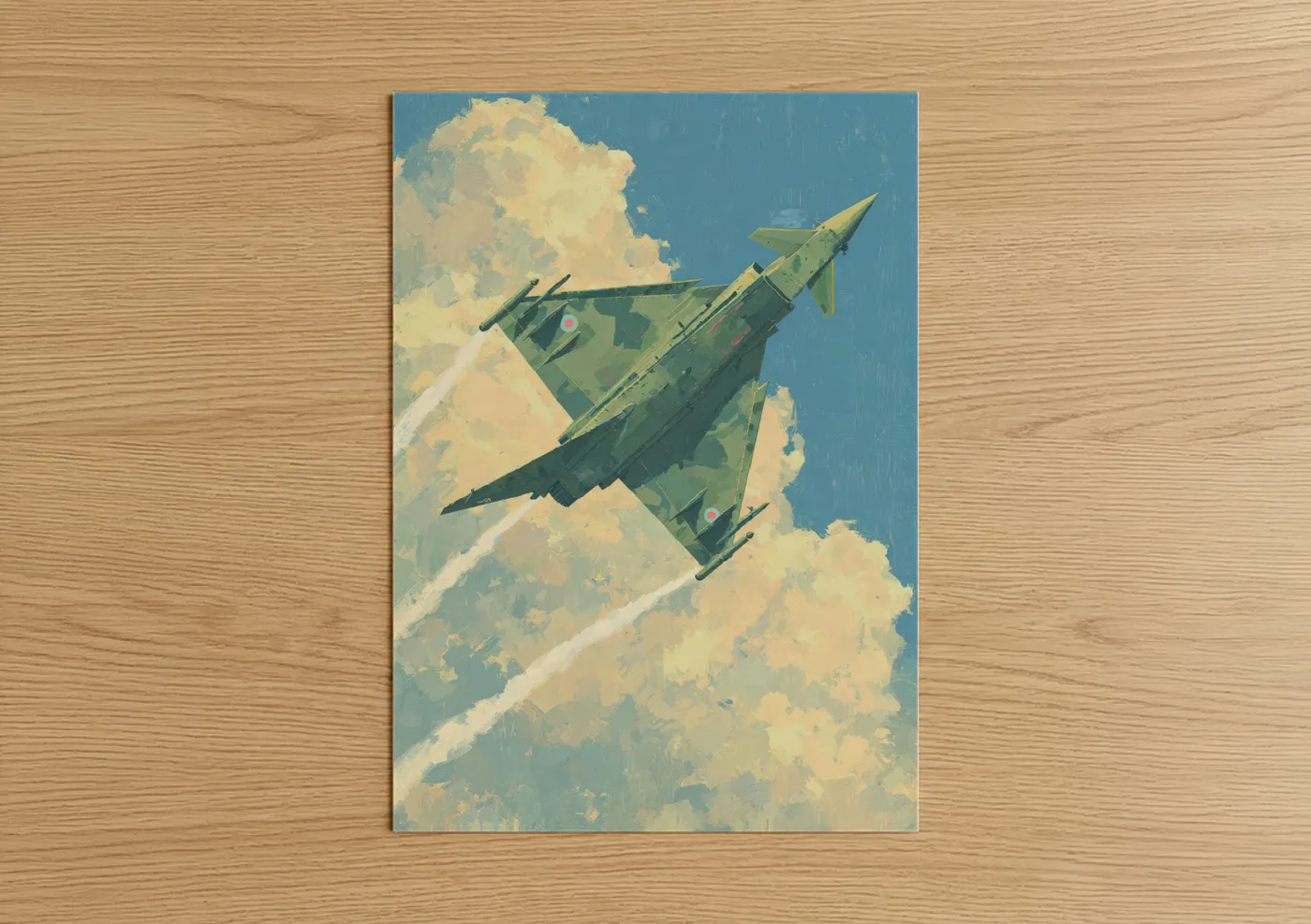 Military Fighter Jet Cloud Illustration Wall Art