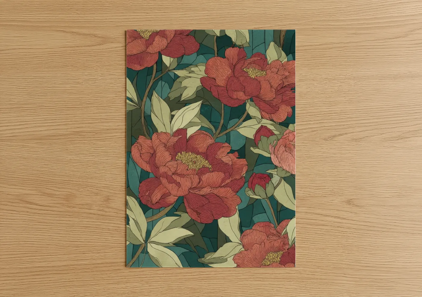 Crimson Peony Garden Botanical Wall Art