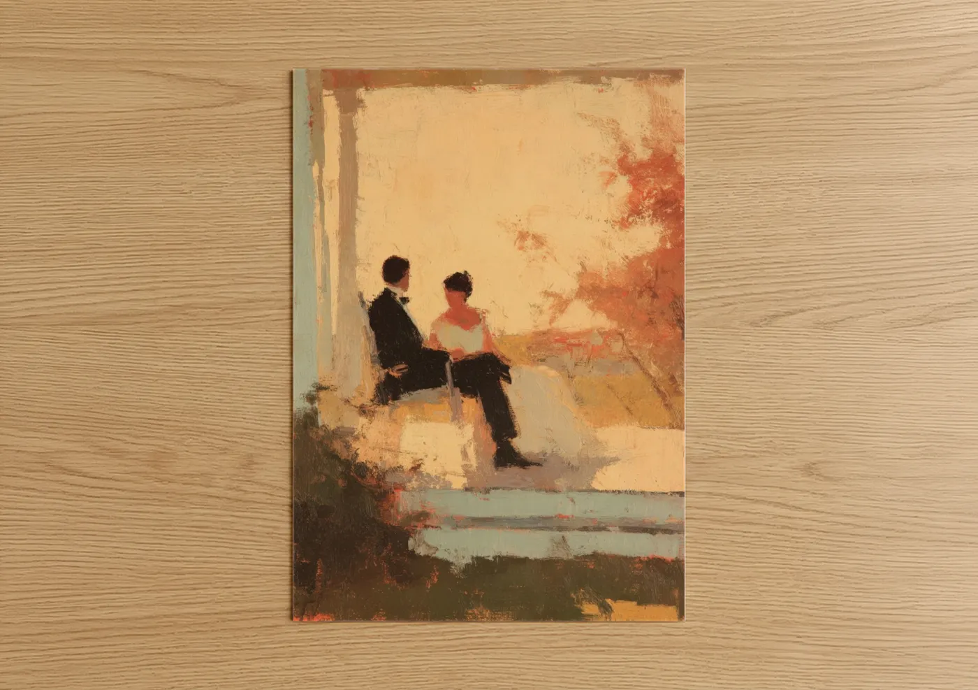 Romantic Couple Portrait Warm Embrace Wall Art