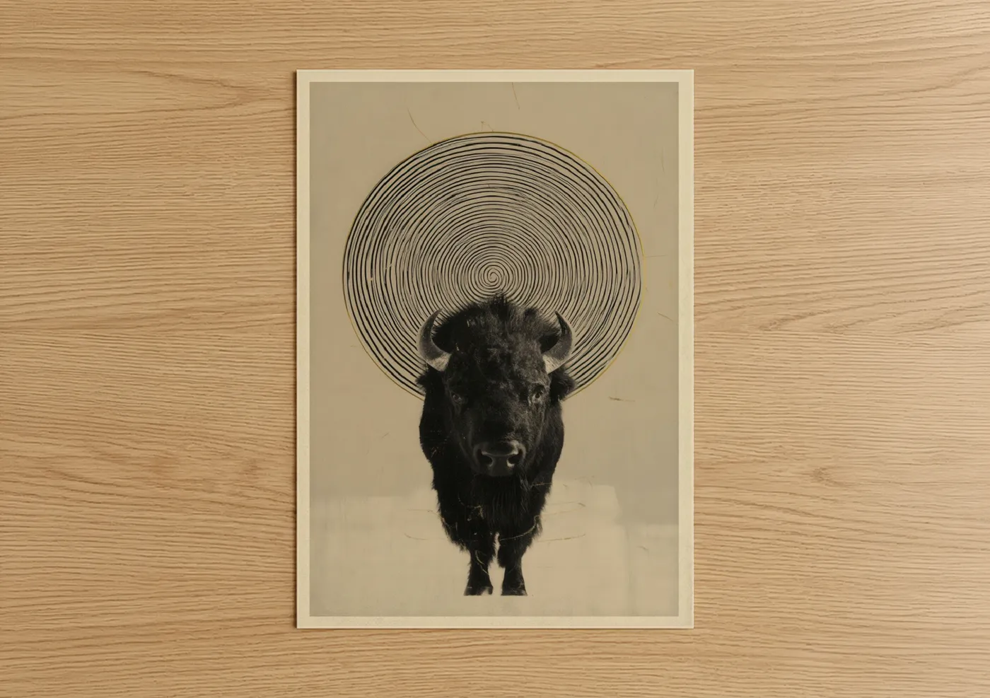 Spiritual Bison Hypnotic Circle Wall Art