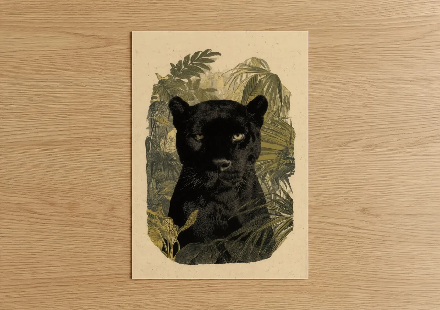 Black Panther Jungle Portrait Illustration Wall Art