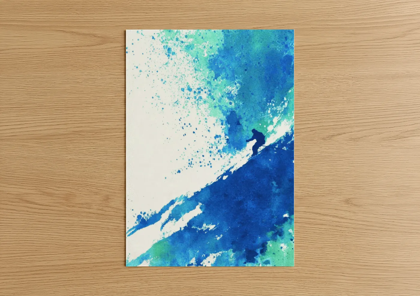 Dynamic Skier Winter Watercolor Wall Art
