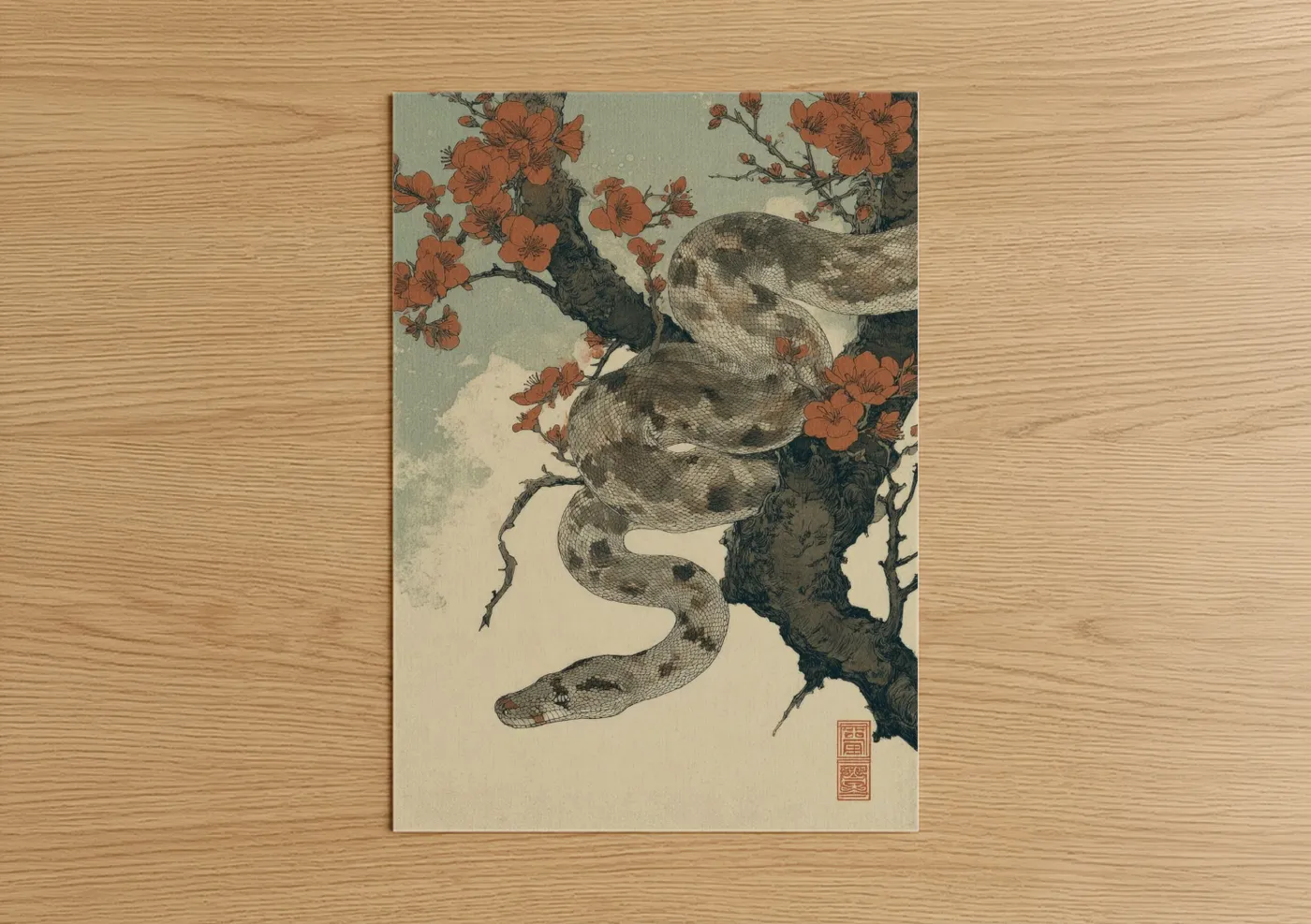 Boa Constrictor Blossom Japanese Wall Art