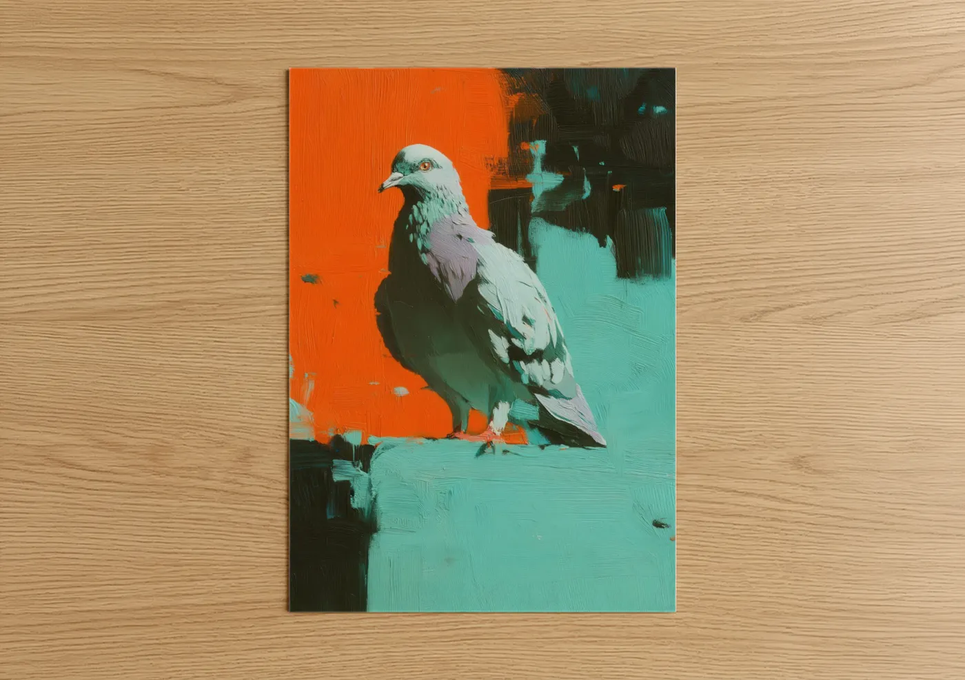 Cyan Urban Pigeon Pop Wall Art