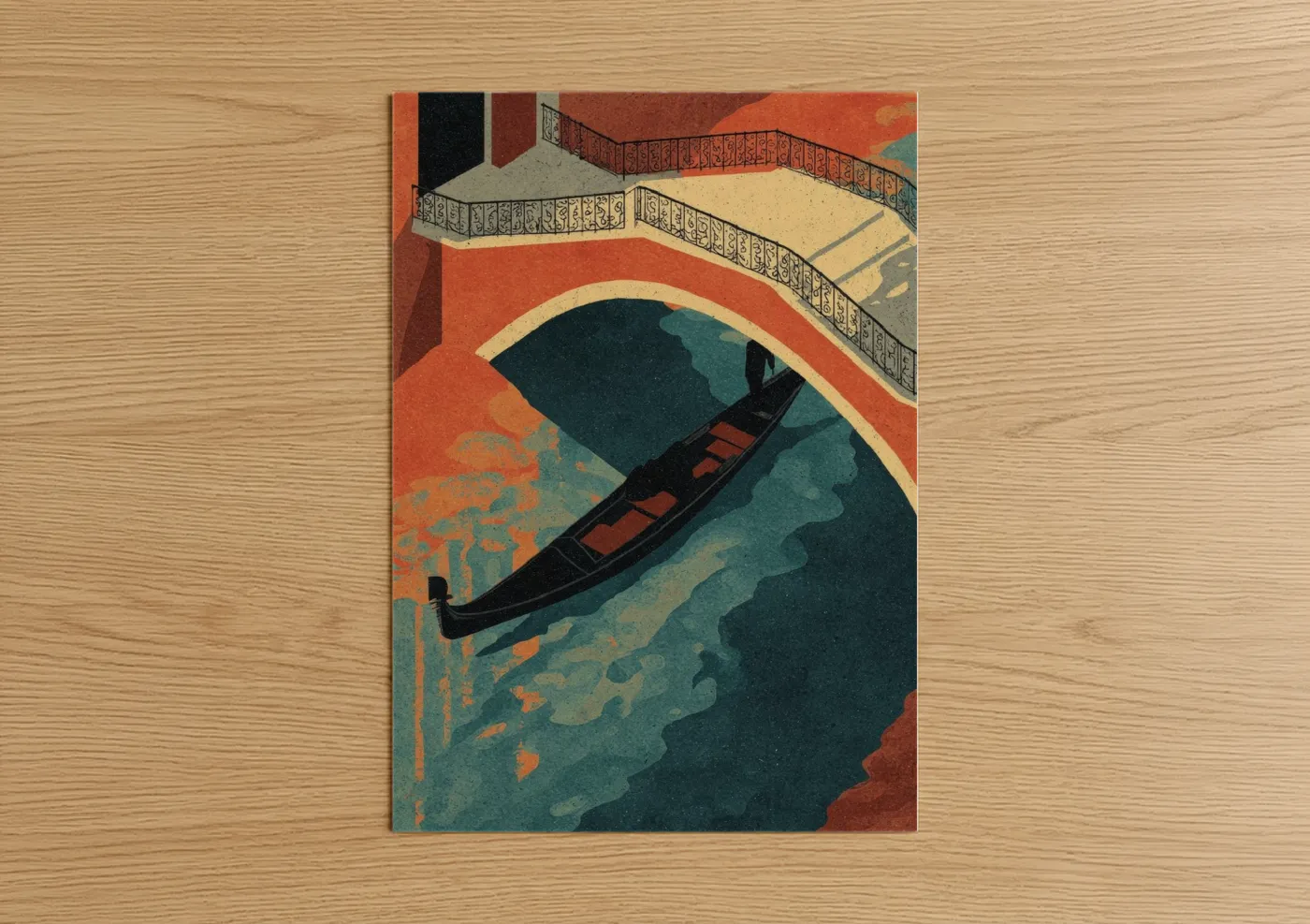 Venetian Gondola Under Bridge Wall Art