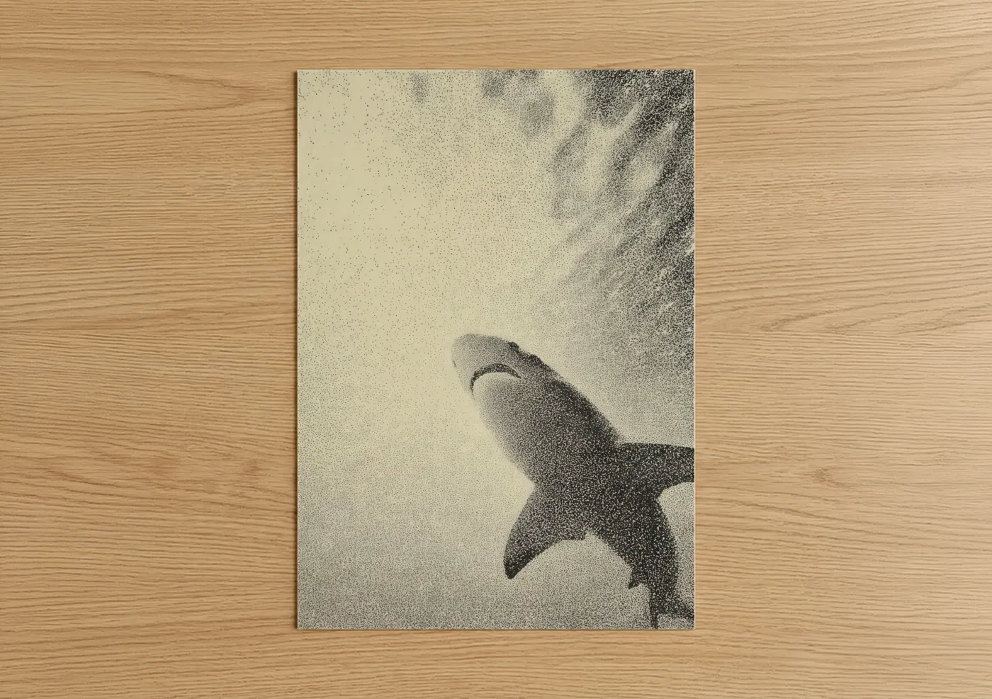 Basking Shark Ascending Stippled Wall Art