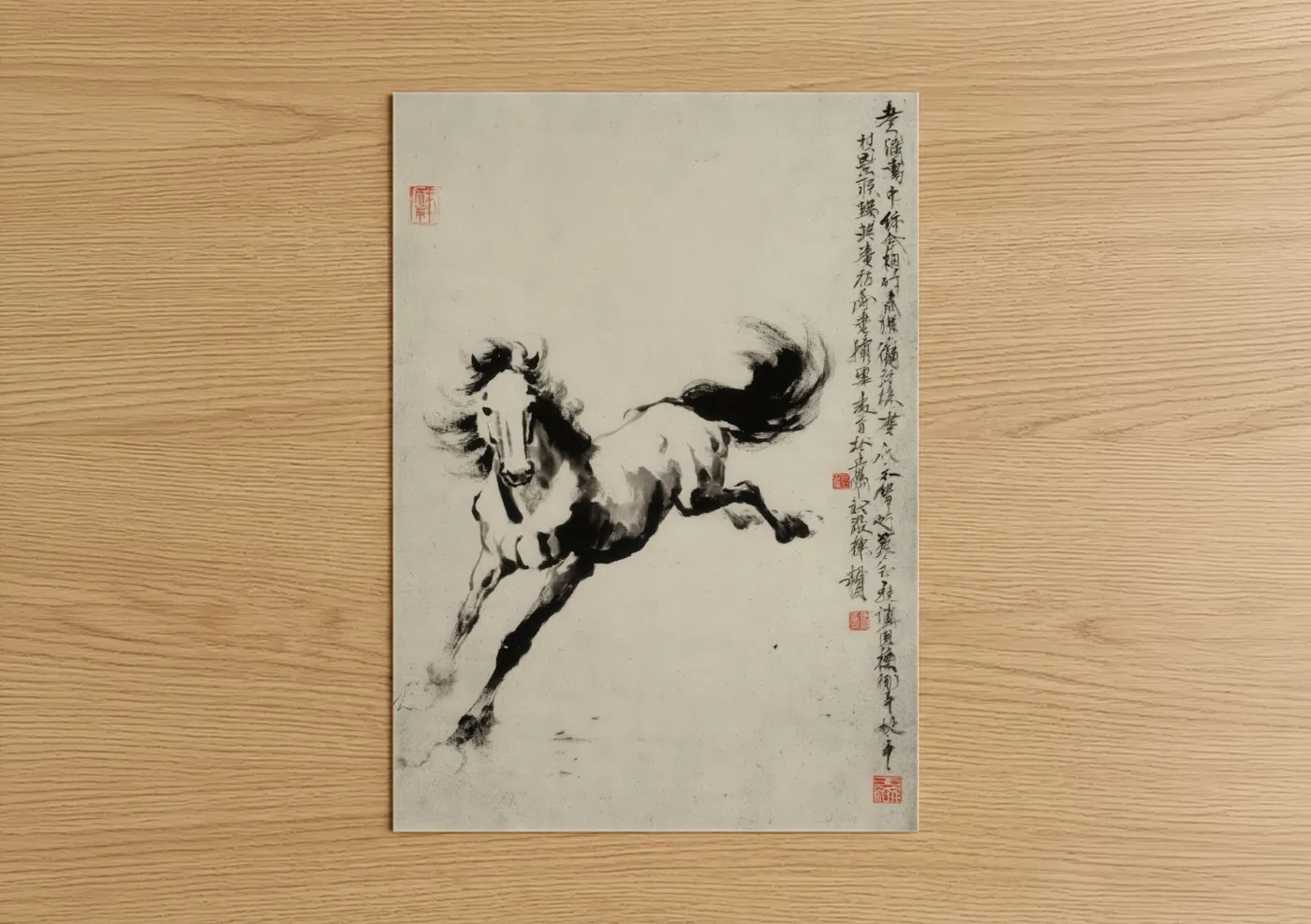 Galloping Thoroughbred Horse Ink Painting Wall Art