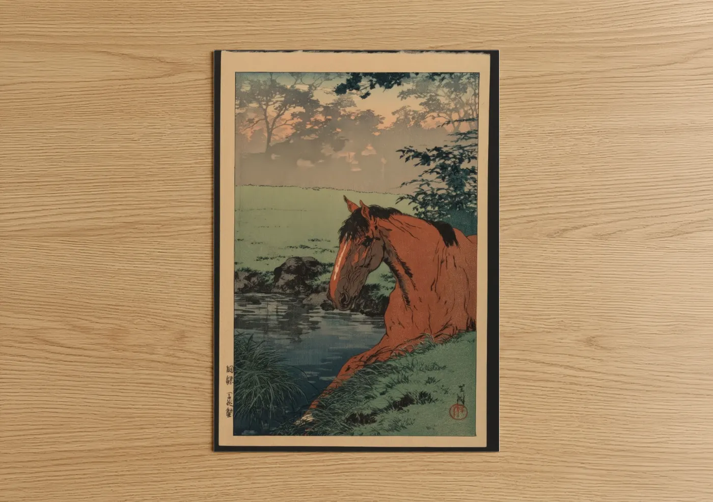 Chestnut Thoroughbred Horse Waterside Wall Art