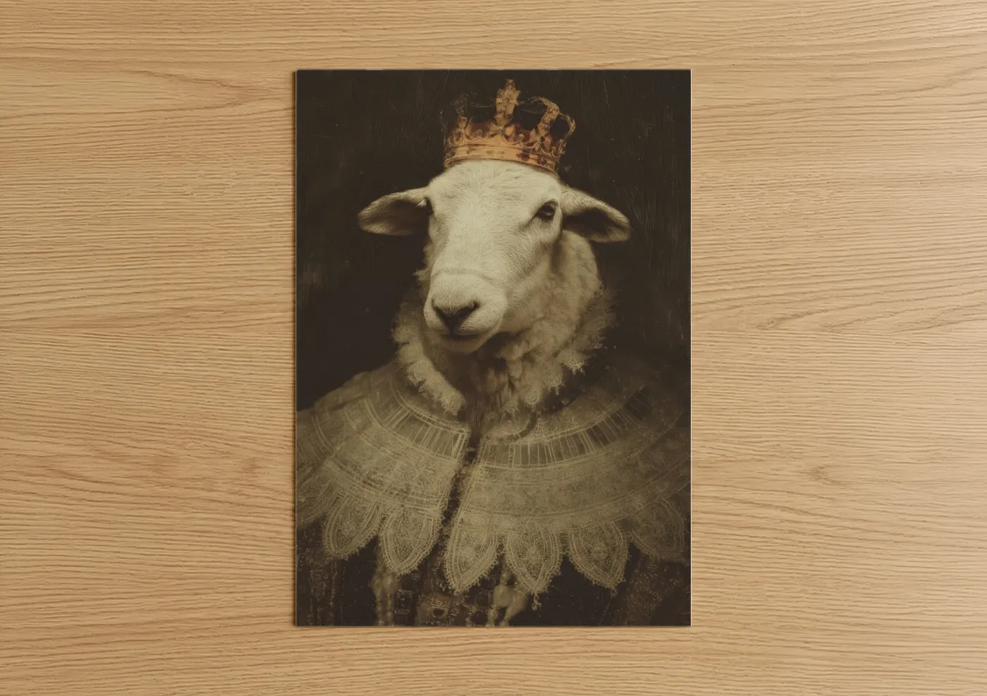 Royal Sheep Portrait Crown Regal Wall Art