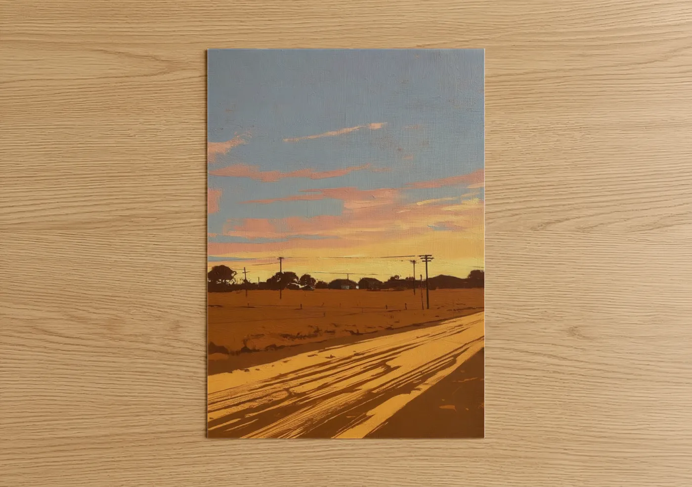 Desert Sunset Road Landscape Wall Art