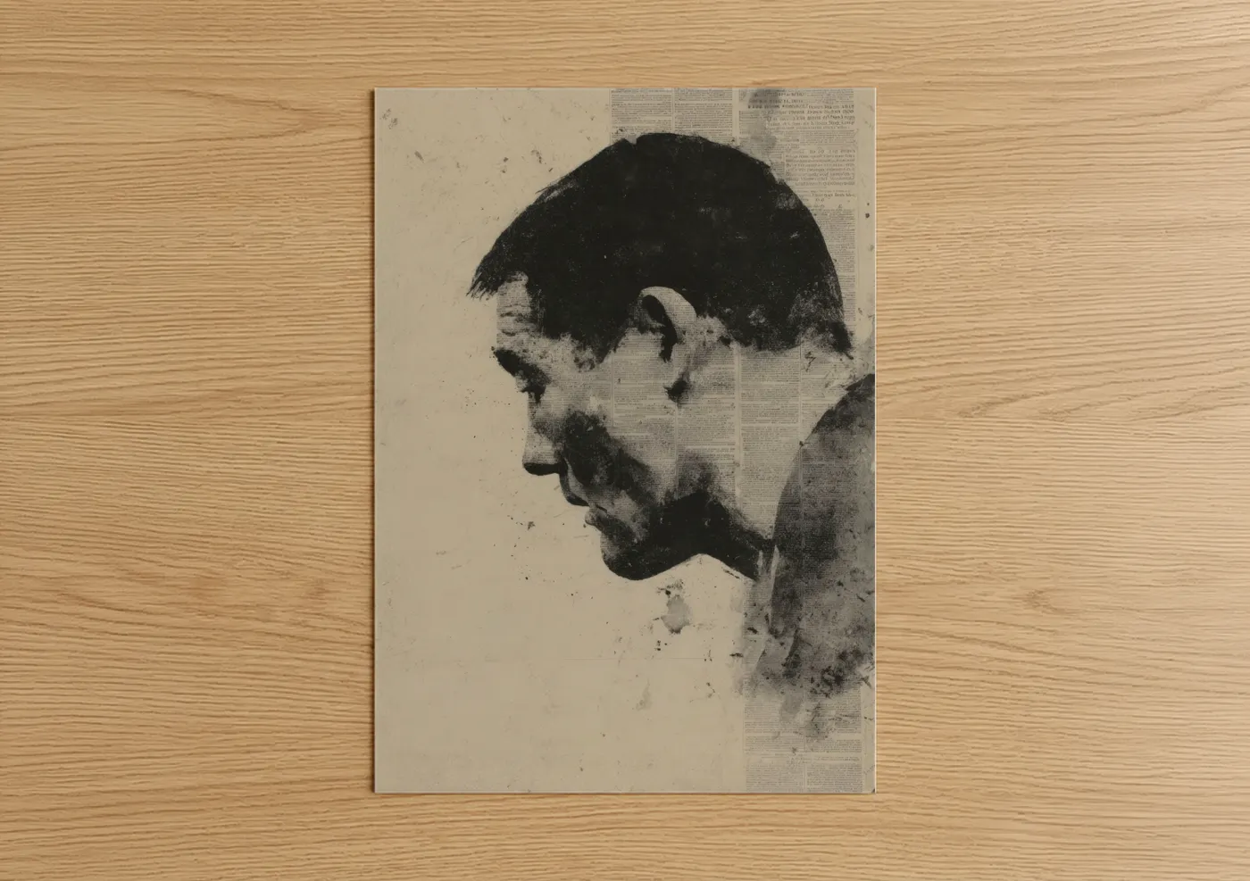 Vintage Rugby Player Profile Portrait Wall Art
