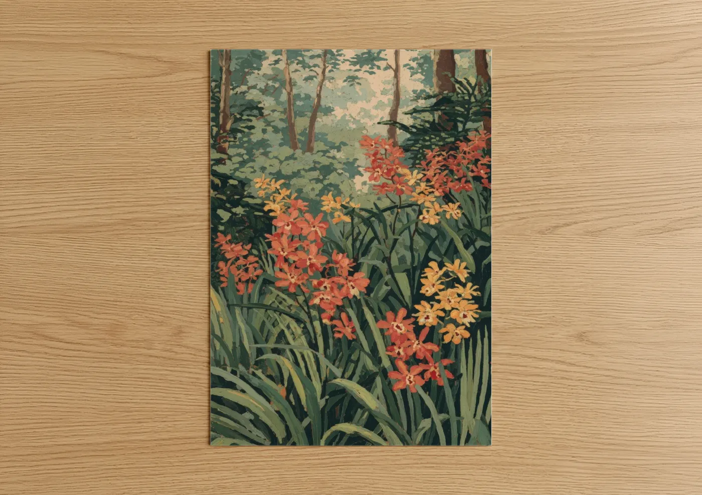 Forest Orchid Garden Botanical Illustration Wall Art