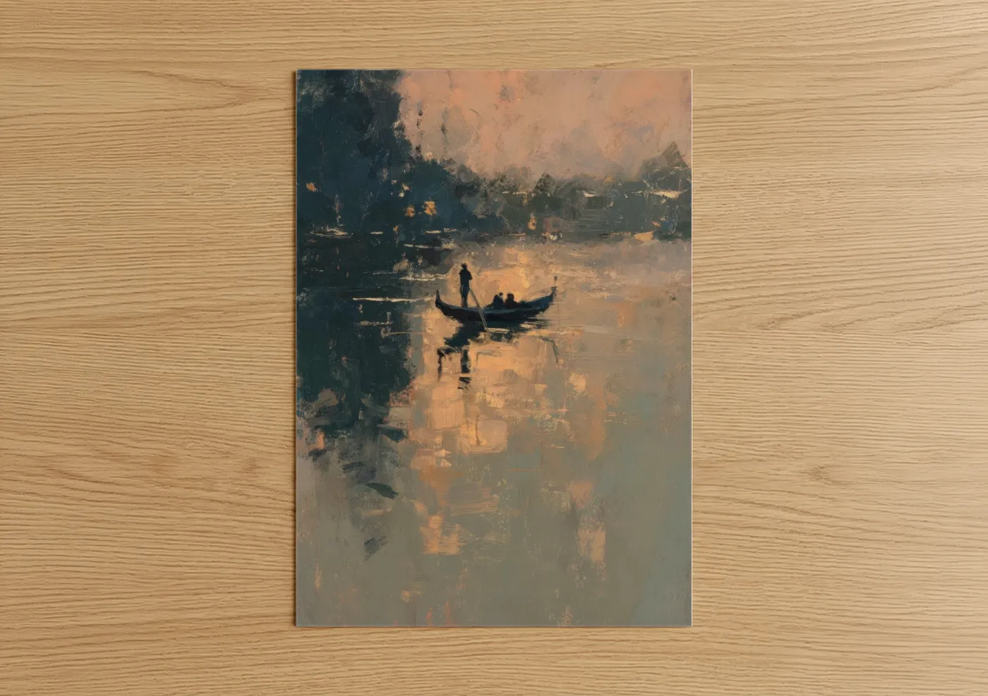 Misty Gondola Venetian Waterway Painting Wall Art