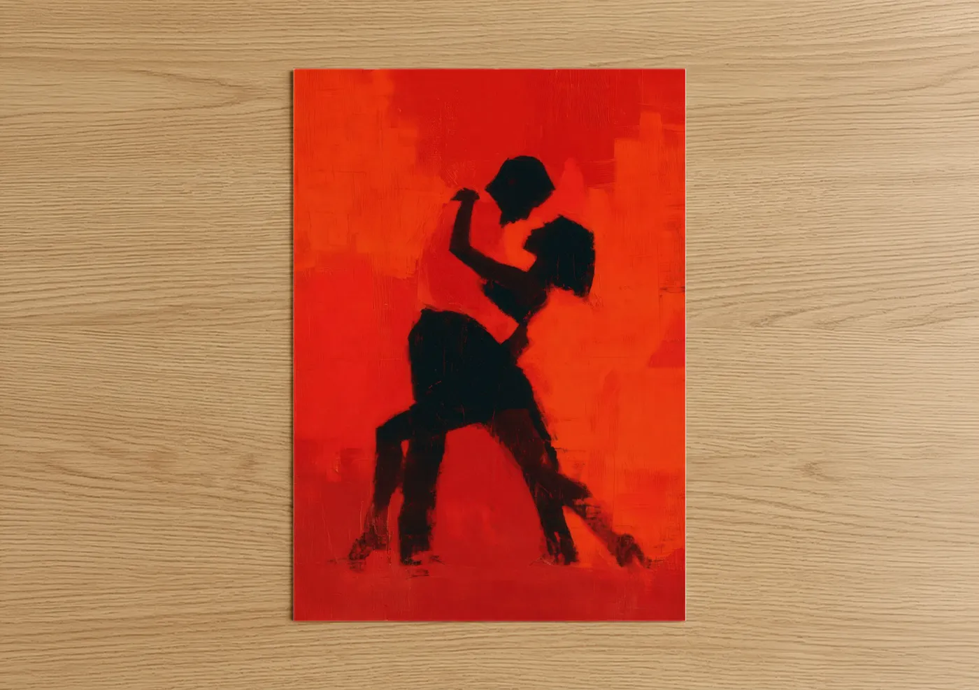 Passionate Salsa Dancer Red Silhouette Wall Art
