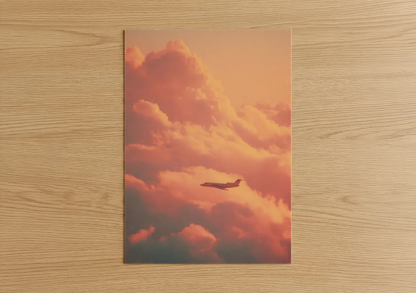 Private Jet Golden Hour Clouds Wall Art